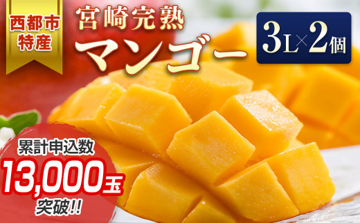 今が旬！宮崎県産完熟マンゴー3L×2個 西都市特産品宮崎マンゴー