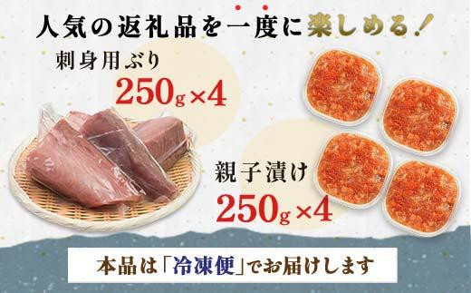 北海道羅臼町のふるさと納税 【2024年11月発送】【先行予約】親子漬け・ぶり刺身セット2kg（各250g×4）小分け いくら イクラ 秋鮭 さけ サケ 醤油漬け しょうゆ漬け ブリ 鰤 北海道 国産 羅臼 海鮮 魚介 ご飯のお供 生産者 支援 応援