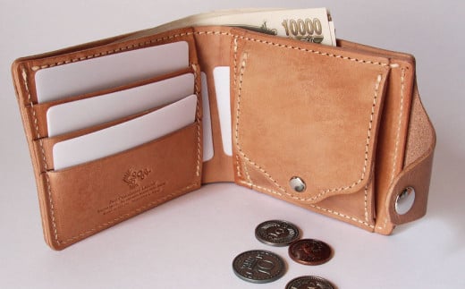 ベルト付き2つ折り財布(小銭入れ付き) 王道・定番の質実剛健なレザーウォレット