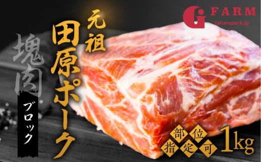 [肩ロース]国産 豚肉 ブロック 1kg 田原ポーク