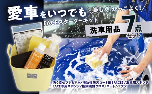 愛車をいつでも美しく！かっこよく！FACEスターターキット 洗浄用品 カー用品 シャンプー コーティング スポンジ 繊維クロス 防汚 艶 撥水 洗車 R14132