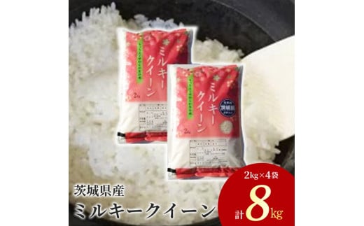 茨城県産 ミルキークイーン 精米8kg（2kg×4袋）｜ミルキークイーンは粘りが強くかつ柔らかいお米。冷めても美味しいもちもちなお米でお弁当にぴったり！※離島への配送不可