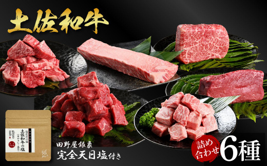 土佐和牛詰め合わせ6種 長期熟成肉 6種 詰め合わせ セット 田野屋銀象 完全天日塩付き 牛肉 肉 お肉 和牛 国産 牛 赤身 ヒレ カルビ ロース ブロック サイコロステーキ 熟成肉 豪華 贅沢