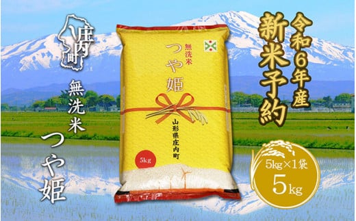 山形県庄内町のふるさと納税 新米受付　令和6年産米　つや姫無洗米　5kg