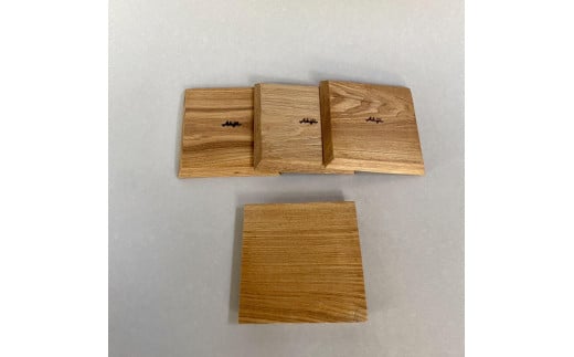 広葉樹 無垢材コースター4枚セット（福岡市製造）