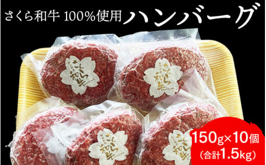 ハンバーグ 150g×10個（合計1.5kg）栃木県産 さくら和牛100% 冷凍 牛肉 牛 ビーフ 冷凍ハンバーグ 個別 真空 ギフト