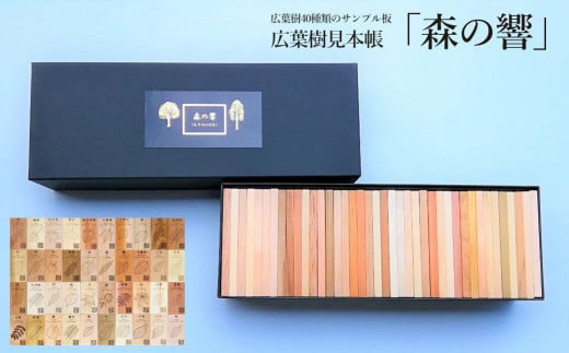 広葉樹見本帳「森の響」(広葉樹 40種類のサンプル板 60×110mm(板)40枚)教材 インテリア 広葉樹 木 木目 雑貨 インテリア サンプル 板 下呂市 金山