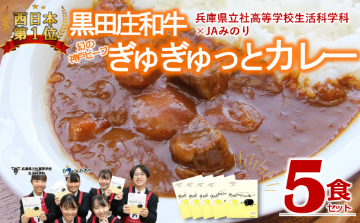 （神戸ビーフカレー）黒田庄和牛ぎゅぎゅっとカレ～５食セット(08-10 )