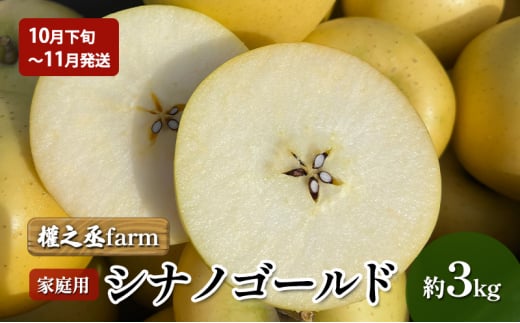 【10月下旬～11月発送】權之丞farm シナノゴールド 家庭用 約3kg【弘前市産・青森りんご】 1348375 - 青森県弘前市