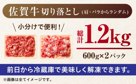 佐賀県吉野ヶ里町のふるさと納税 【選べる発送月】【不揃い訳あり・部位おまかせ】佐賀牛 切り落とし 肩orバラ 計1.2kg（600g×2） 吉野ヶ里町 [FDB001]