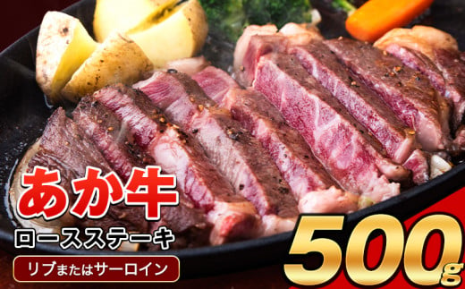 あか牛（褐毛和種）ロースステーキ (リブまたはサーロイン) 250g×2 500g 熊本県産 肉 和牛 牛肉 赤牛 あかうし リブロース サーロイン 冷凍 《4月上旬-4月末頃出荷予定》 送料無料