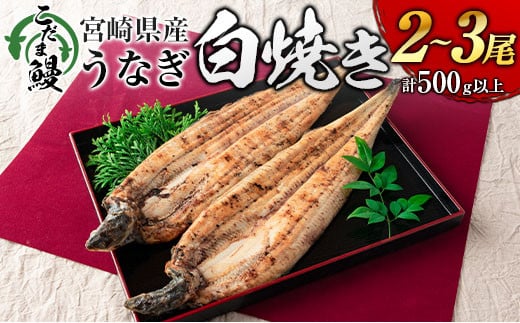 「こだま鰻」宮崎県産 うなぎ白焼き（2～3尾）計500g以上 国産 真空パック【C418‐24】