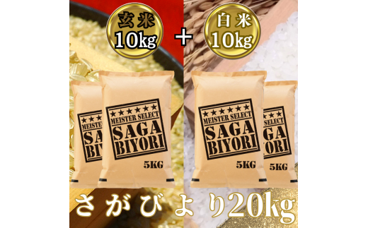 CI462_さがびより白米10㎏＋さがびより玄米10㎏（計２０㎏）
