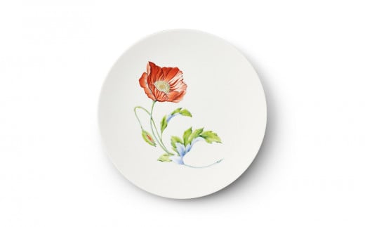 [伊万里焼/畑萬陶苑]Restaurant MAISON(Paris)φ23.5cm Plate[Shirley poppy]