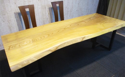 #-1142 【タモ】 一枚板 ダイニングテーブル＋脚 1セット 家具 机 テーブル インテリア 日本製 木製