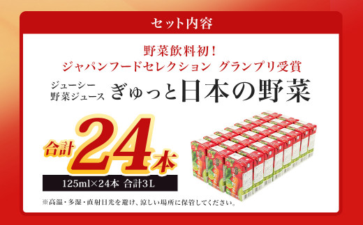 ジューシー 野菜ジュース ぎゅっと日本の野菜 100％ 125ml×24