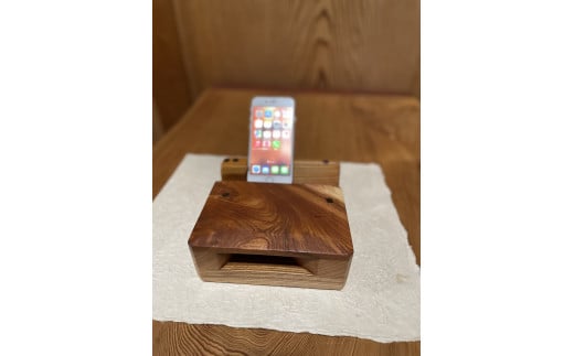 1628 銘木の響 スマートフォン用木製スピーカー (ケヤキ) 大 1389874 - 鳥取県鳥取市