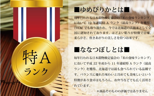【予約】令和6年産【定期便(10kg×3カ月)】北海道産ゆめぴりか＆ななつぼしセット 10kg(各5kg)