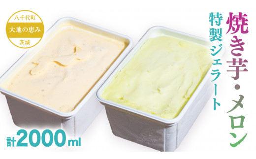 大地の恵み！！ 特製 ジェラート ( 焼き芋 ・ メロン 各1個 ) 計 2000ml アイス デザート スイーツ ふるさと納税 10000円 メロン 旬  [AU101ya][SZRY]