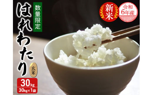 数量限定 新米 令和6年産 はれわたり 玄米 30kg 令和4年産米の食味ランキング特A取得 米 こめ お米 おこめ コメ ご飯 ごはん 特A 特A米 令和6年 限定 H.GREENWORK 青森 青森県