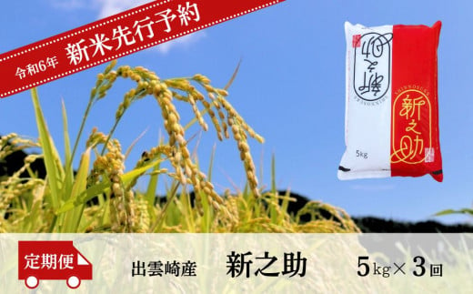 【先行予約】 新米「新之助」 定期便 5kg 3か月 (10月以降発送予定 )  新潟県産 出雲崎町産 令和6年産 白米 精米 お米  合計15kg 1427146 - 新潟県出雲崎町