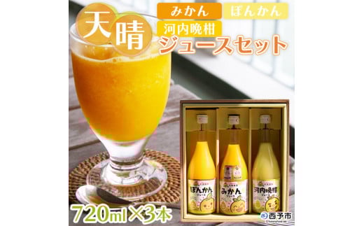 愛媛県明浜産 天晴兄妹みかんジュース(天晴みかん・ぽんかん・河内晩柑) 3種類セット 1044562 - 愛媛県西予市