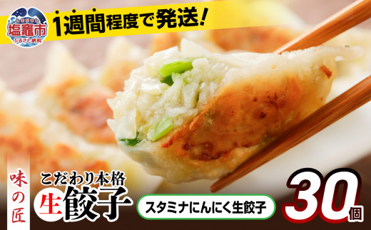 スタミナにんにく生餃子 30個 ｜ 味の匠 ぎょうざ ギョーザ 国産豚肉 国産野菜 宮城県 田子町ニンニク 簡単 お手軽 絶品 おかず 晩ごはん 弁当 惣菜 晩酌 おかず ギフト お取り寄せ 冷凍 vth00012 1371251 - 宮城県塩竈市