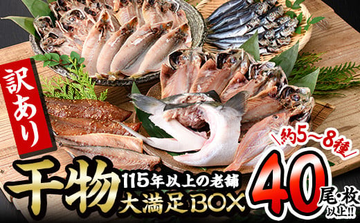 ＜訳あり＞ 干物大満足BOX (40尾以上・5-8種) 訳あり 大満足 BOX セット 干物 みりん干し あじ アジ かます カマス ブリ ブリカマ さば いわし たい 鯵 鰤 鯖 鯛 丸干し 開き 魚 海鮮 冷凍 詰め合わせ 簡単調理 【AQ68】【(株)やまろ渡邉】 529279 - 大分県佐伯市