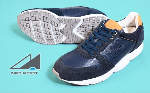 MIDFOOT ( ミッドフッド ) 紳士靴 レザースニーカー MF001JM 27.5cm( ネイビー ) 4E [ ファッション 靴 シューズ スニーカー メンズ ] [ お洒落 レザーシューズ エコレザー 快適 履き心地 ] 0746