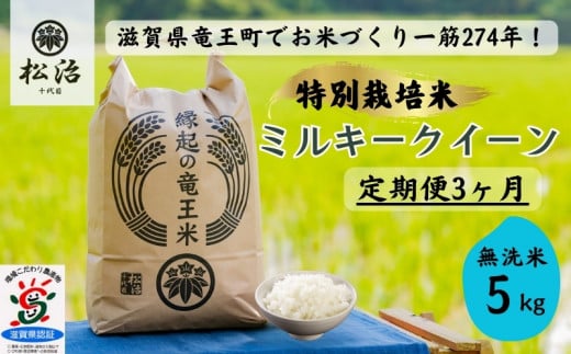  【新米予約】 【 数量限定 】 定期便 ミルキークイーン 無洗米 5kg × 3ヶ月 縁起の竜王米 ( 令和6年産 先行予約 新米 無洗米 5kg 3回 定期 お米 おこめ ごはん 米 特別栽培米 ブランド米 ライス こだわり米 ギフト 国産 縁起の竜王米 滋賀県竜王町 ) 1388329 - 滋賀県竜王町