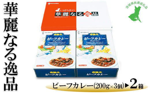 【茨城県共通返礼品　常陸牛　古河市製造】華麗なる逸品（ビーフ、ビーフ）　各種1箱（200g×3個）×2箱 | レトルト 防災 備蓄 非常食 保存食 キャンプ アウトドア ※離島への配送不可 1371762 - 茨城県土浦市