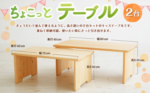 ちょこっとテーブル 2枚セット インテリア 木製 日本製 家具 木製 918608 - 高知県香美市