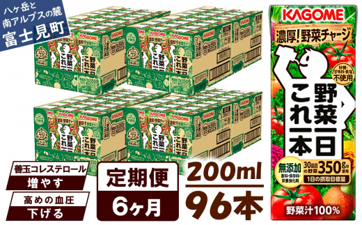 【定期便 6ヶ月】 カゴメ 野菜一日これ一本 96本×6回 1372016 - 長野県富士見町