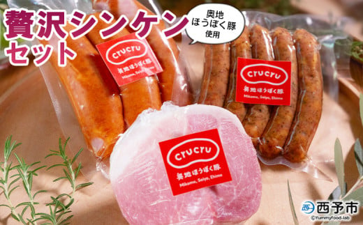 ＜奥地ほうぼく豚を使った贅沢シンケンセット＞豚肉 ぶた お肉 加工品 おつまみ おかず ハム スライス ペッパーウインナー フランクフルト 詰合せ BBQ アウトドア キャンプ サラダ 愛媛県 西予市 【冷蔵】『3か月以内に順次出荷予定』 1381898 - 愛媛県西予市