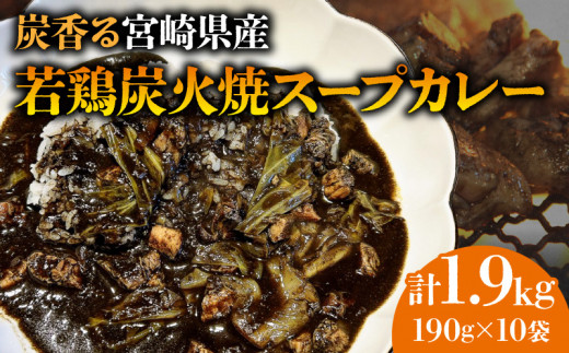 炭香る宮崎県産若どり炭火焼スープカレー[190g×10袋 計1.9kg]