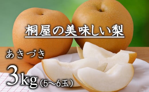 梨作り50余年！桐屋（やぎさわ梨園）の美味しい梨（あきづき）3kg（糖度保証）　【11246-0279】