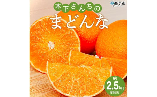 紅まどんなと同品種！＜木下さんちのまどんな 約2.5kg 家庭用＞ 柑橘類 みかん ミカン 果物 くだもの フルーツ 不揃い 愛媛果試第28号 特産品 マドンナ 木下農園 西宇和 愛媛県 西予市【常温】 514275 - 愛媛県西予市