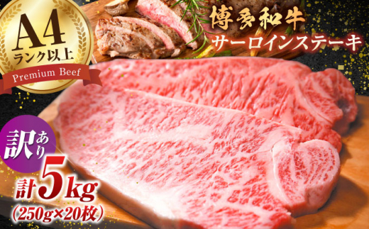 【訳あり】博多和牛 サーロイン ステーキ セット 5kg（250g×20枚）牛肉 ステーキ お歳暮 お中元 贈答用 サーロイン 赤身 父の日 母の日 敬老の日 広川町/株式会社MEAT PLUS [AFBO013] 1528414 - 福岡県広川町