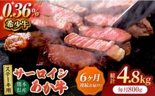 【6回定期便】あか牛サーロイン ステーキ用 約800g（約200g×4枚）【吉里精肉】 [ZEW052]