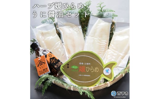 ハーブ媛ひらめ・うに醤油セット 249276 - 愛媛県西予市