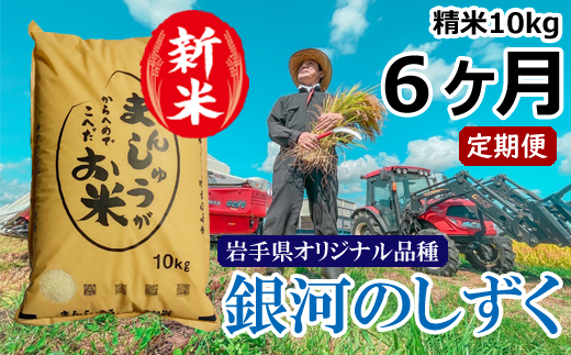 [令和6年産]雫石町産「銀河のしずく」精米10kg[定期便6ヶ月][藤原米製作所]/ 岩手県産 白米 環境保全型農業 米