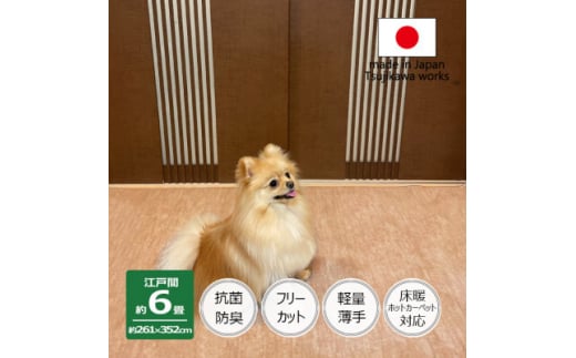 カーペット 日本製 抗菌防臭 犬 猫 ペット対応 ビオラ 261×352cm 江戸間 6畳 ベージュ【1519448】 1411361 - 大阪府和泉市