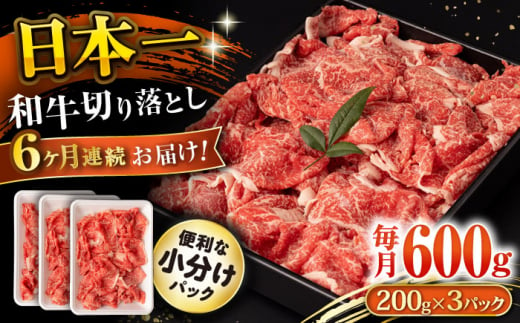 【6回定期便】長崎和牛 切り落とし 600g/月（総計3.6kg） / 牛肉 切り落とし 切りおとし きりおとし すき焼き 小分け / 大村市 / おおむら夢ファームシュシュ [ACAA223] 1376029 - 長崎県大村市