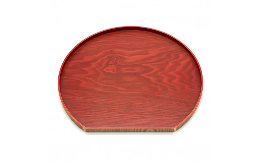 [チェリーピンク]紀州漆器 木製 カラー半月盆 トレー 36cm