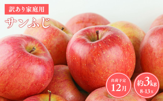≪令和7年産先行受付≫12月発送! 訳あり 家庭用サンふじ約3kg【青森県 平川市 山内ファーム】家庭用 平川市産 青森りんご りんご リンゴ 林檎 ふじ 訳あり 家庭用 お取り寄せ 先行予約 果物 くだもの フルーツ 