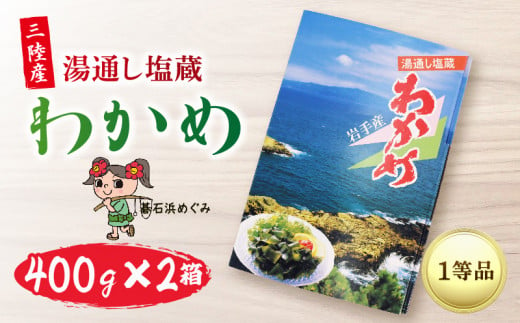 三陸わかめ  碁石浜めぐみセレクト 塩蔵わかめ 800g（400g×2箱） 国産 1044361 - 岩手県大船渡市