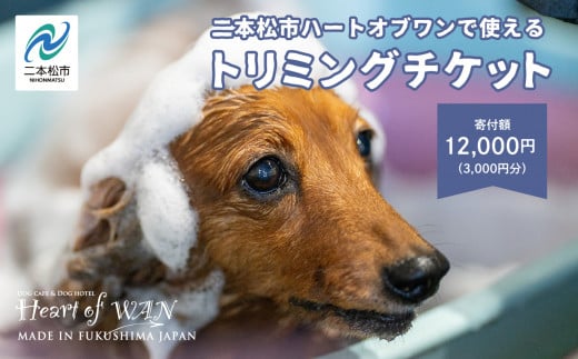 トリミングチケット 3,000円分 トリミング 愛犬 ワンちゃん 犬 ペット トリミングチケット サロン わんちゃん おすすめ お中元 お歳暮 ギフト 二本松市 ふくしま 福島県 送料無料【ハートオブワン】