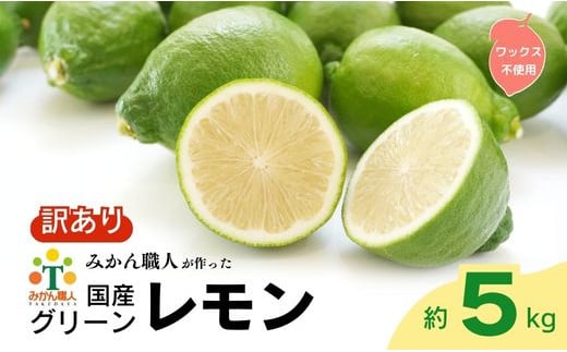 訳あり レモン（グリーンレモン） 5kg りのか ワックス不使用 減農薬 レモン グリーンレモン 農家直送 こだわり らんきんぐ 柑橘 かんきつ 檸檬 果物 くだもの 果実 国産 フルーツ 有名 愛媛  ブランド 愛媛県産 瀬戸内 ビタミン 美味しい 生産者 直送 産直 無添加 レモンサワー ジュース チューハイ 愛媛県 愛南町 みかん職人武田屋