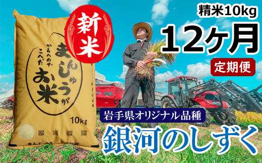 [令和6年産]雫石町産「銀河のしずく」精米10kg[定期便12ヶ月][藤原米製作所]/ 岩手県産 白米 環境保全型農業 米