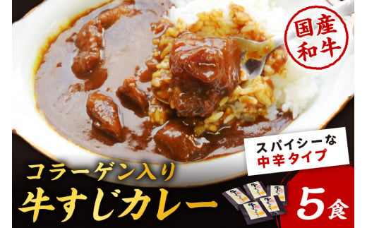 [博多和牛]ゴロッ!と入ったコラーゲン牛すじカレー5食【001-0085】 431825 - 福岡県中間市